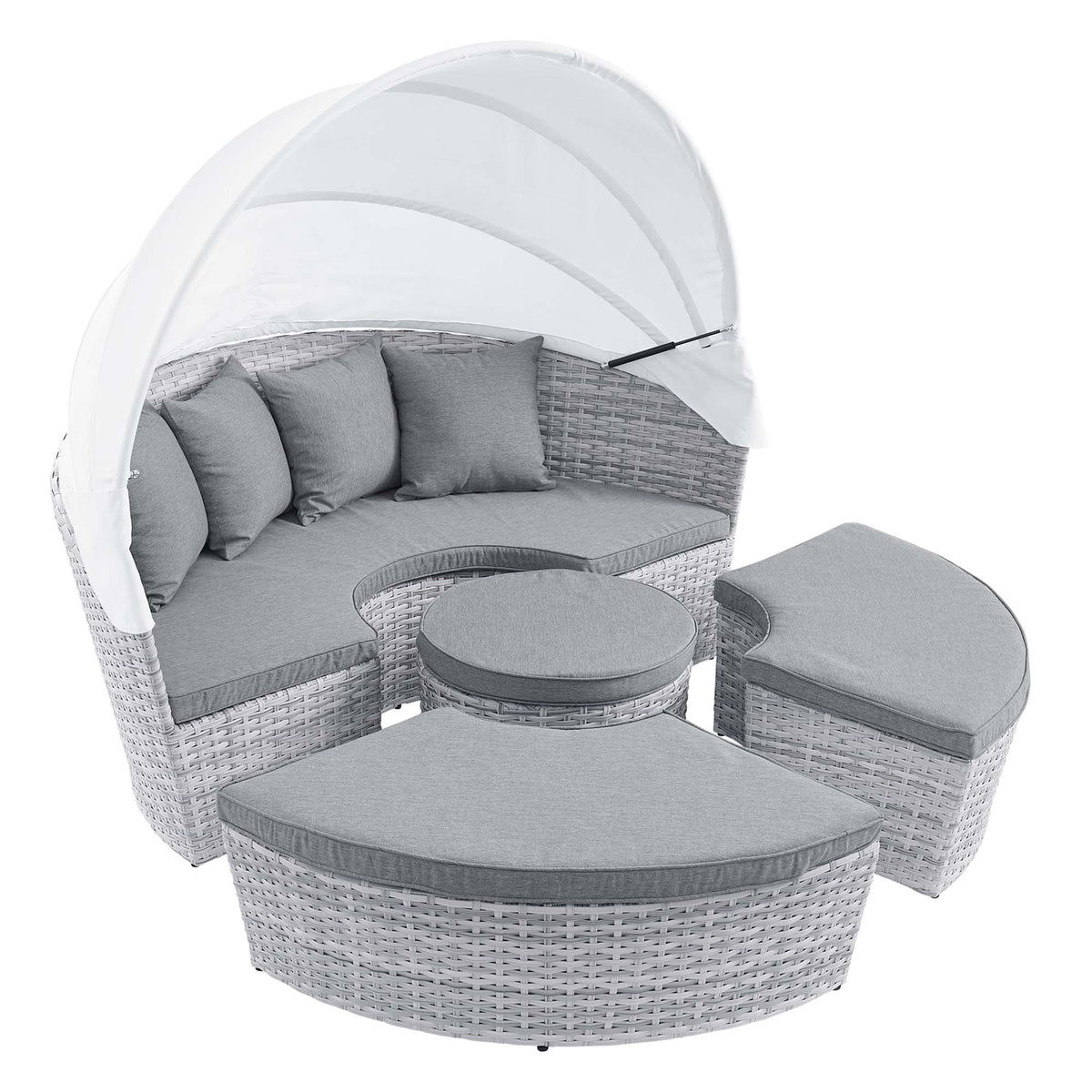 Scottsdale Light Gray/Gray Canopy Outdoor Patio Daybed