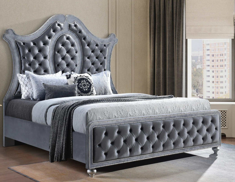 Cameo Gray Upholstered Arched Headboard Bed