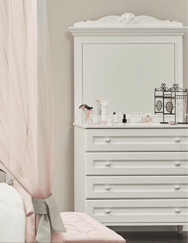 Lora White Teen Room Dresser & Mirror - Ornate Home