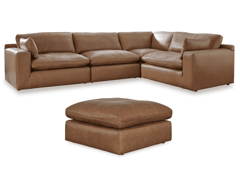 (Online Special Price) Emilia Caramel Leather 4pc Modular Sectional Sofa - Ornate Home