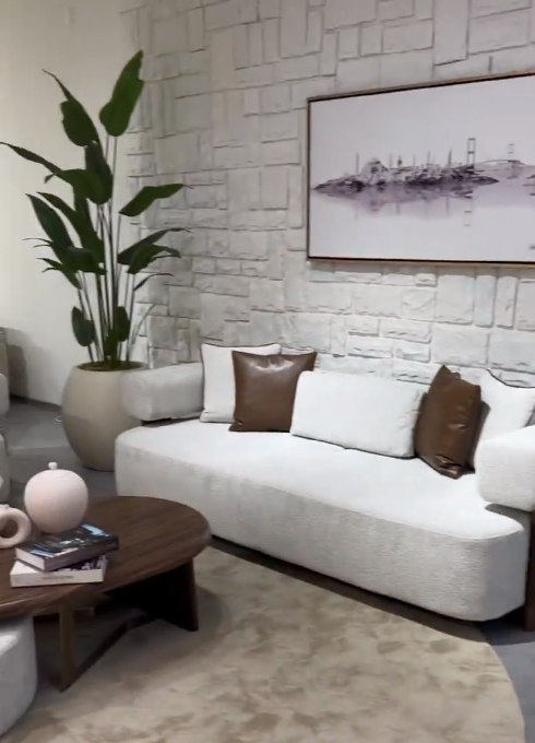 Indigo White & Walnut Living Room Set / 3pc - Ornate Home