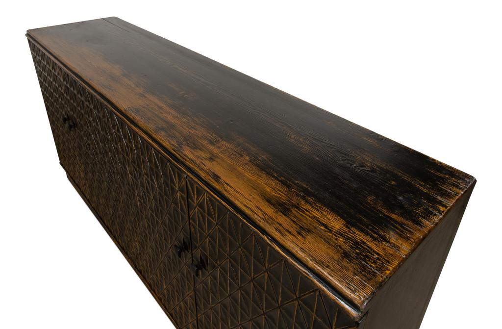 Scrubboard Front Black Sideboard - Ornate Home