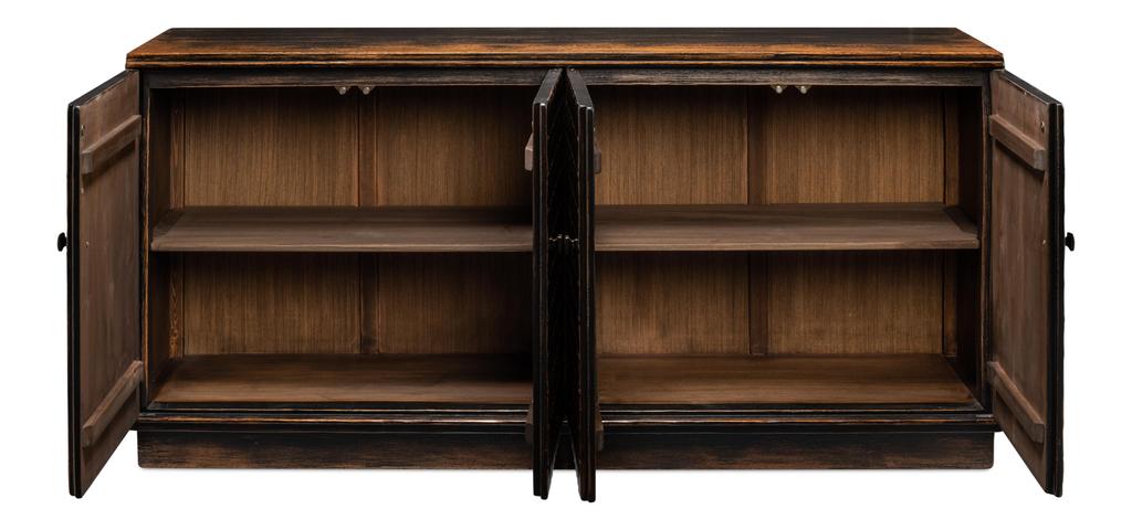 Scrubboard Front Black Sideboard - Ornate Home