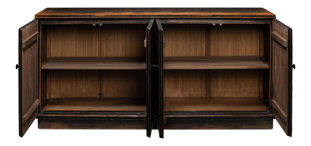 Scrubboard Front Black Sideboard - Ornate Home