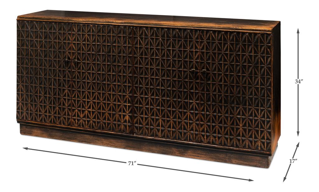 Scrubboard Front Black Sideboard - Ornate Home