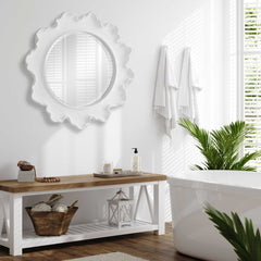 Sea Coral White Round Mirror - Ornate Home