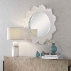 Sea Coral White Round Mirror - Ornate Home