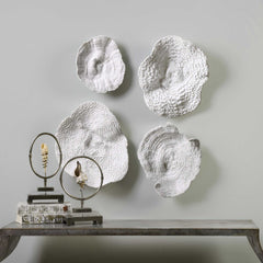 Sea Coral White Wall Art (Set of 4) - Ornate Home
