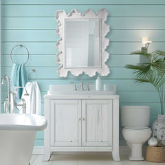 Sea Silver/White Coral Coastal Mirror - Ornate Home