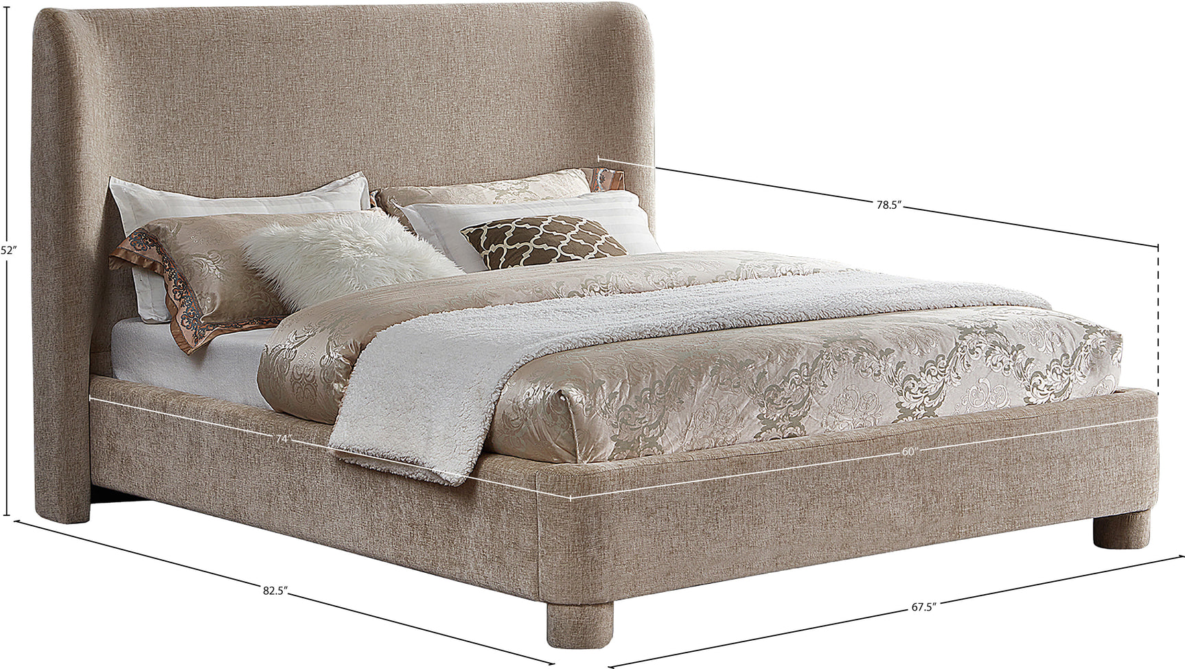Seabreeze Beige Fabric Upholstered Full Bed - Ornate Home