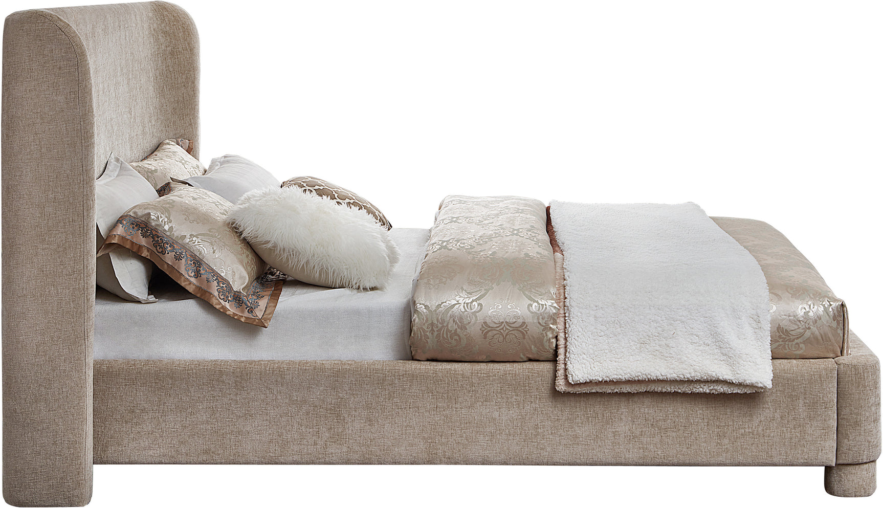 Seabreeze Beige Fabric Upholstered Full Bed - Ornate Home