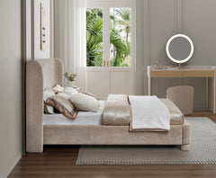 Seabreeze Beige Fabric Upholstered King Bed - Ornate Home