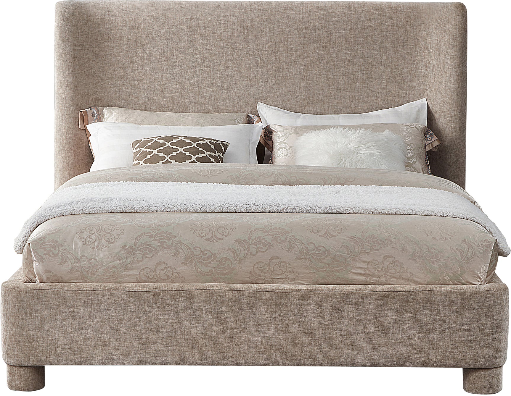 Seabreeze Beige Fabric Upholstered King Bed - Ornate Home