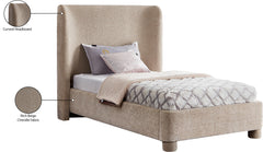 Seabreeze Beige Fabric Upholstered Twin Bed - Ornate Home