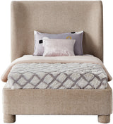 Seabreeze Beige Fabric Upholstered Twin Bed - Ornate Home