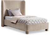 Seabreeze Beige Fabric Upholstered Twin Bed - Ornate Home