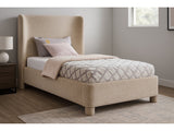 Seabreeze Beige Fabric Upholstered Twin Bed - Ornate Home