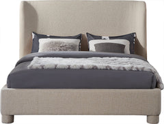 Seabreeze Beige Textured Fabric Upholstered Queen Bed - Ornate Home