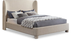Seabreeze Beige Textured Fabric Upholstered Queen Bed - Ornate Home