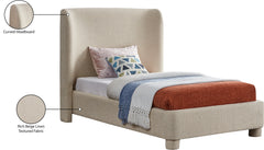 Seabreeze Beige Textured Fabric Upholstered Twin Bed - Ornate Home
