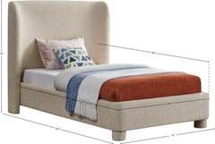 Seabreeze Beige Textured Fabric Upholstered Twin Bed - Ornate Home