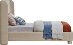 Seabreeze Beige Textured Fabric Upholstered Twin Bed - Ornate Home
