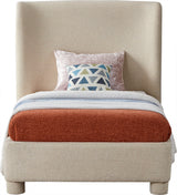 Seabreeze Beige Textured Fabric Upholstered Twin Bed - Ornate Home