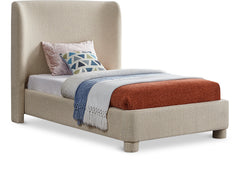 Seabreeze Beige Textured Fabric Upholstered Twin Bed - Ornate Home