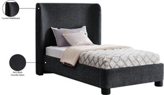 Seabreeze Black Chenille Fabric Upholstered Twin Bed - Ornate Home