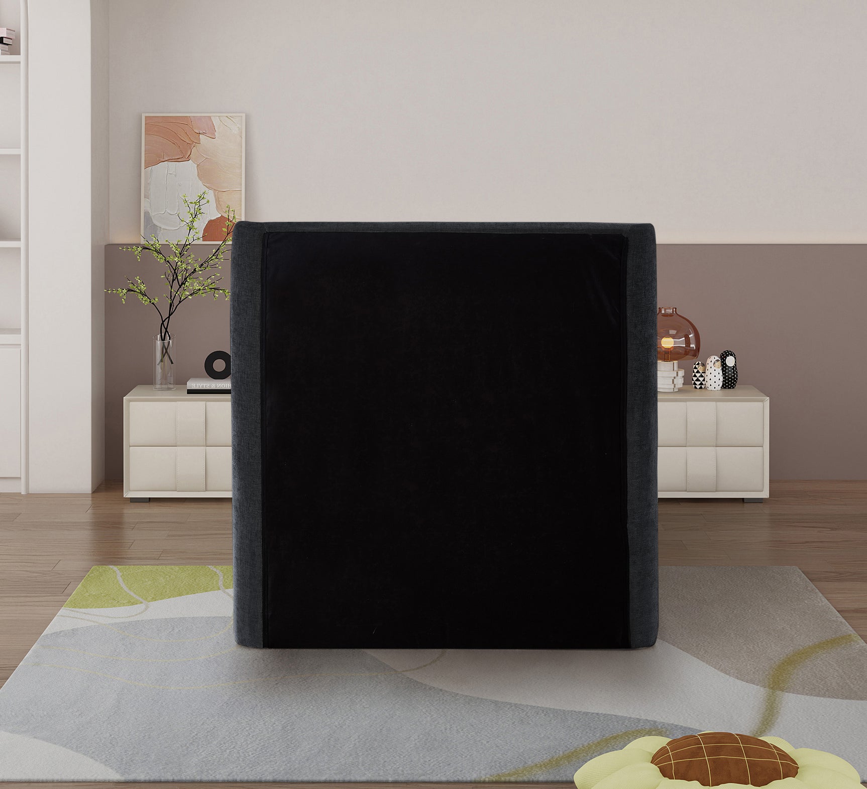 Seabreeze Black Chenille Fabric Upholstered Twin Bed - Ornate Home