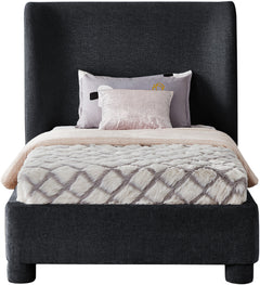 Seabreeze Black Chenille Fabric Upholstered Twin Bed - Ornate Home