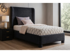 Seabreeze Black Chenille Fabric Upholstered Twin Bed - Ornate Home