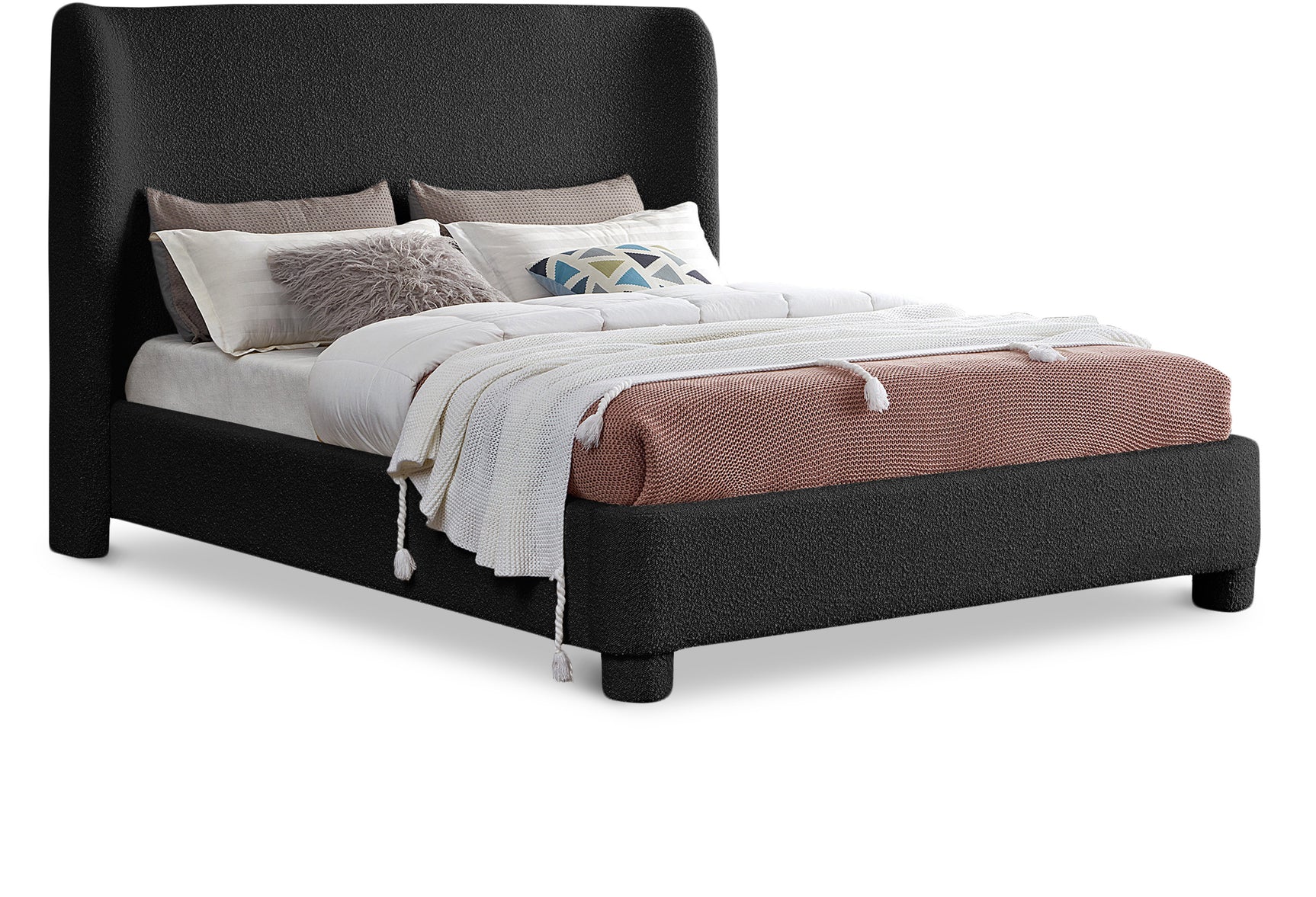 Seabreeze Black Fabric Upholstered Full Bed - Ornate Home
