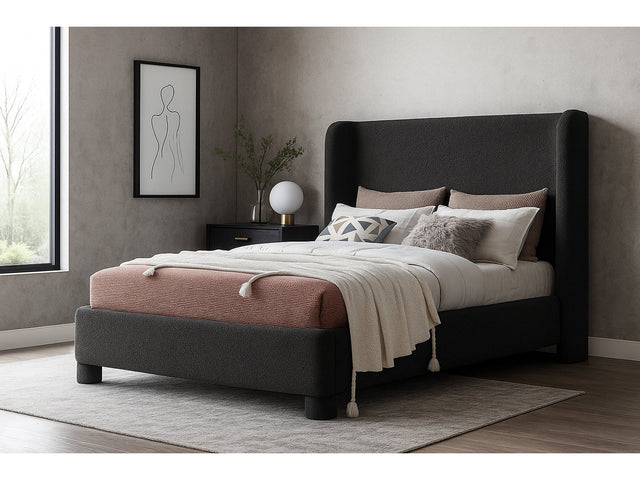 Seabreeze Black Fabric Upholstered Full Bed - Ornate Home