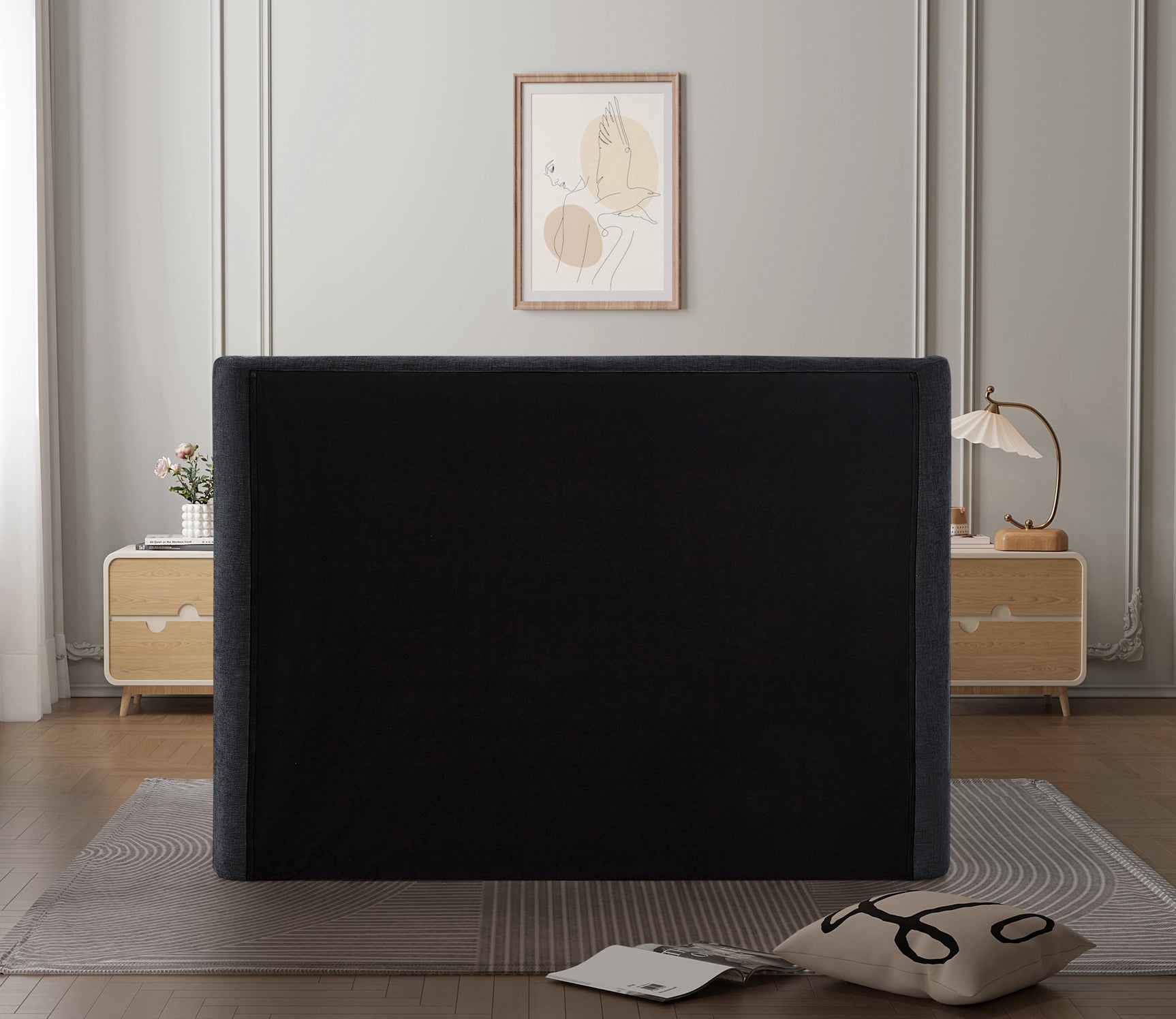 Seabreeze Black Fabric Upholstered King Bed - Ornate Home
