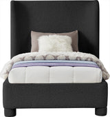 Seabreeze Black Fabric Upholstered Twin Bed - Ornate Home