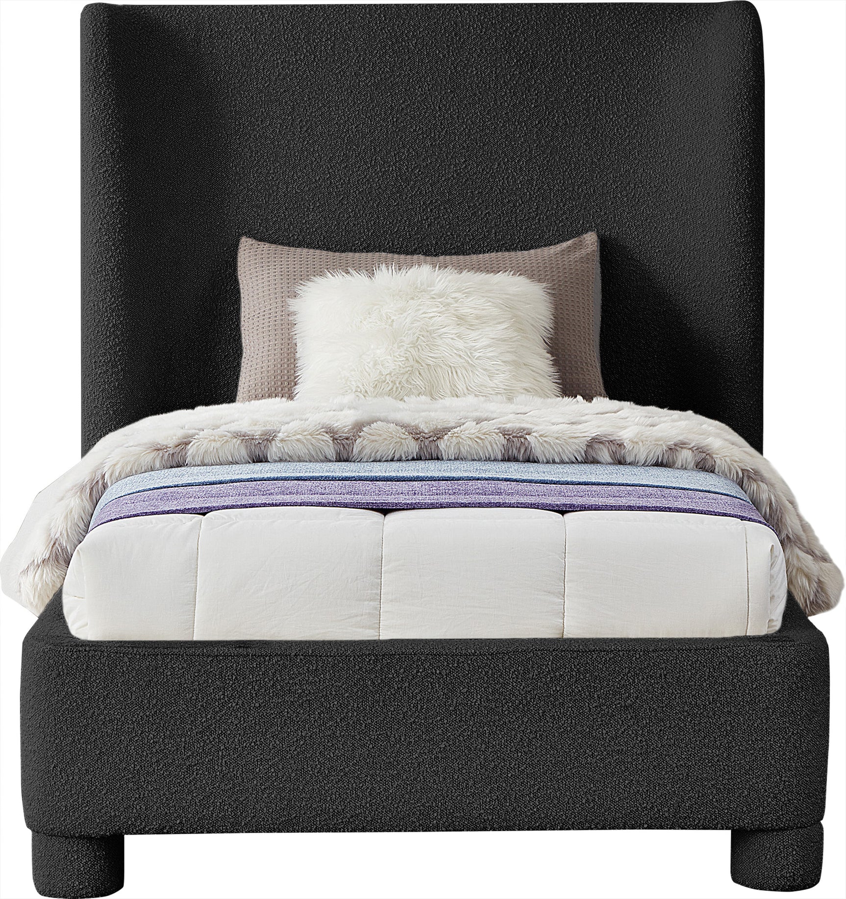 Seabreeze Black Fabric Upholstered Twin Bed - Ornate Home