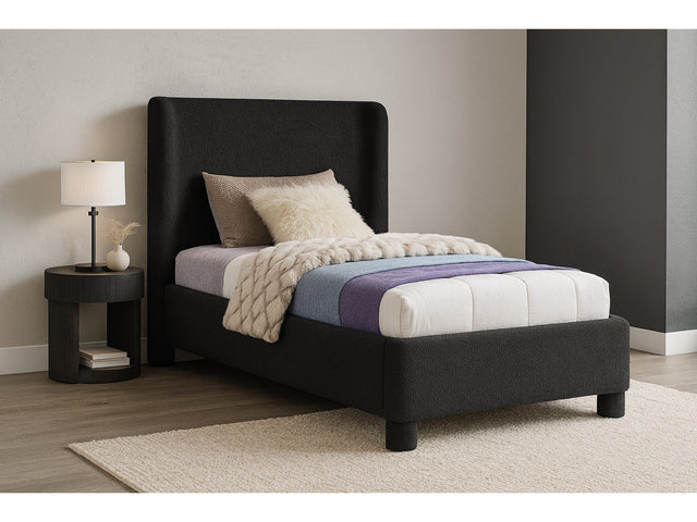 Seabreeze Black Fabric Upholstered Twin Bed - Ornate Home