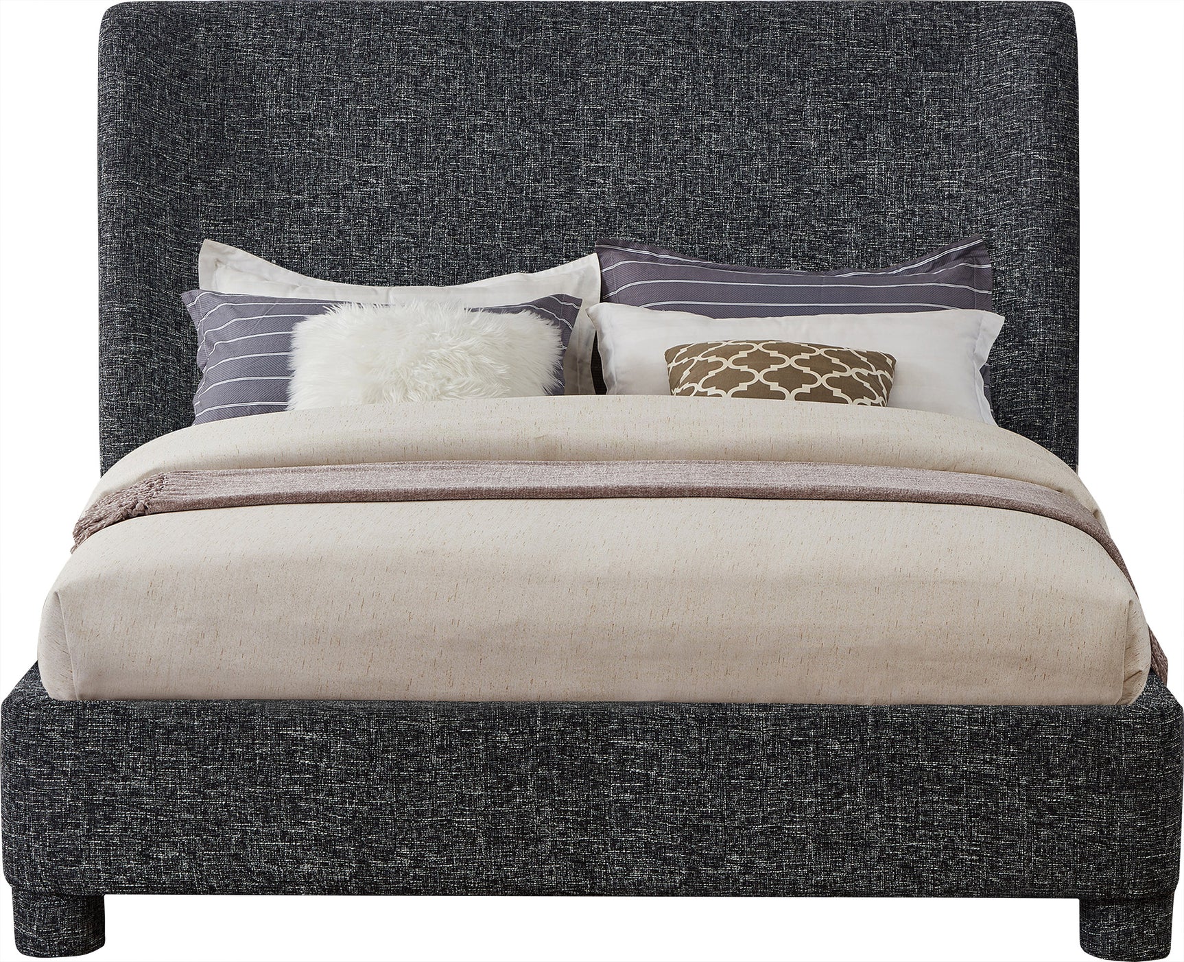 Seabreeze Black Textured Fabric Upholstered Full Bed - Ornate Home