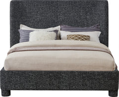 Seabreeze Black Textured Fabric Upholstered Queen Bed - Ornate Home