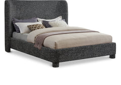Seabreeze Black Textured Fabric Upholstered Queen Bed - Ornate Home