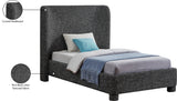 Seabreeze Black Textured Fabric Upholstered Twin Bed - Ornate Home