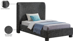 Seabreeze Black Textured Fabric Upholstered Twin Bed - Ornate Home
