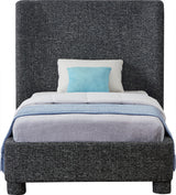 Seabreeze Black Textured Fabric Upholstered Twin Bed - Ornate Home