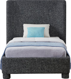 Seabreeze Black Textured Fabric Upholstered Twin Bed - Ornate Home