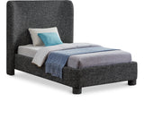 Seabreeze Black Textured Fabric Upholstered Twin Bed - Ornate Home