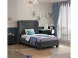 Seabreeze Black Textured Fabric Upholstered Twin Bed - Ornate Home
