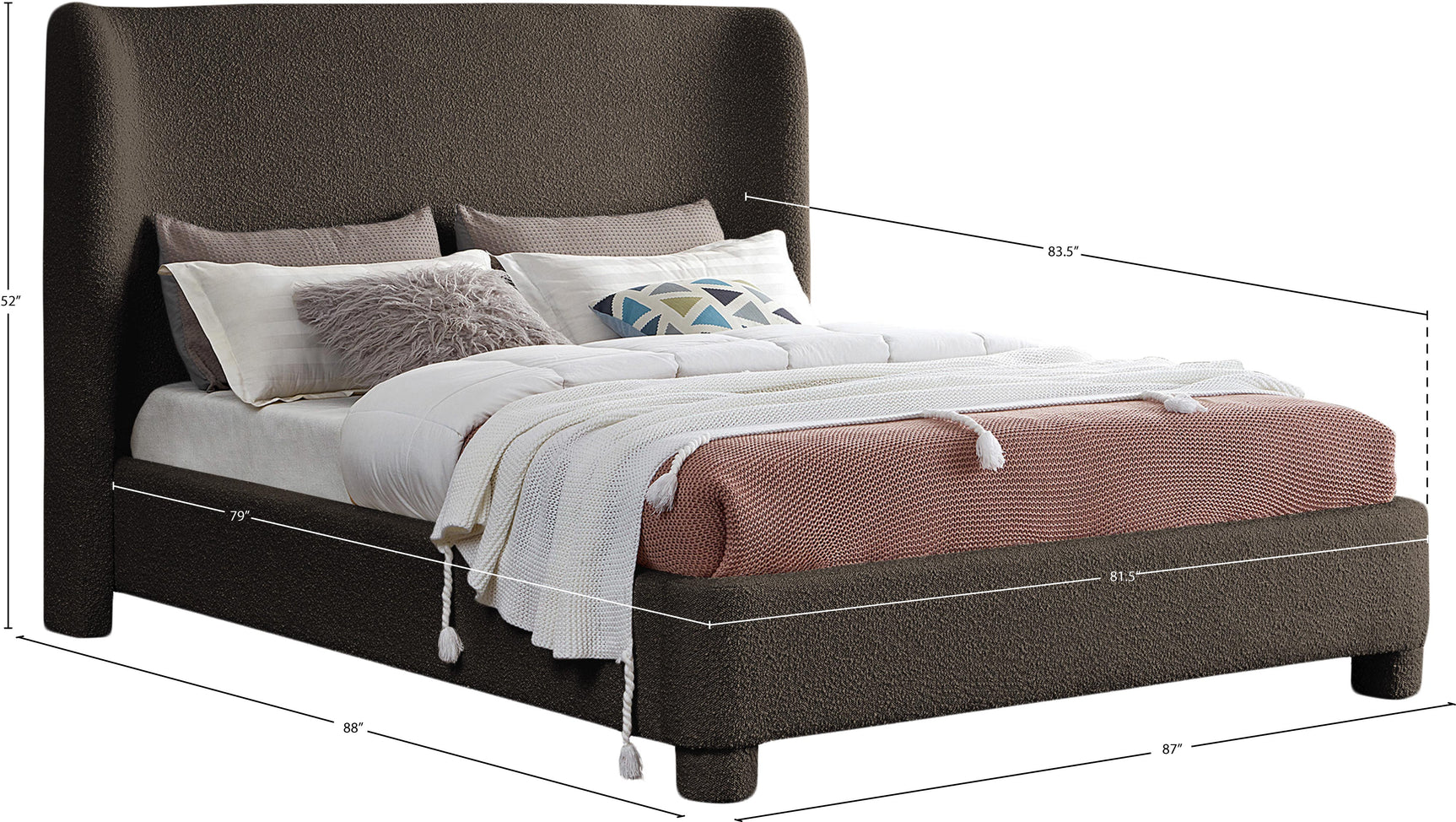 Seabreeze Brown Fabric Upholstered King Bed - Ornate Home