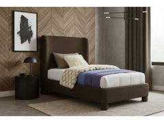 Seabreeze Brown Fabric Upholstered Twin Bed - Ornate Home