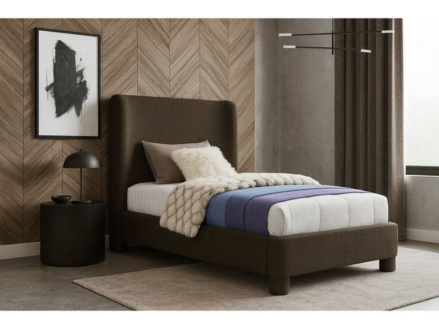 Seabreeze Brown Fabric Upholstered Twin Bed - Ornate Home